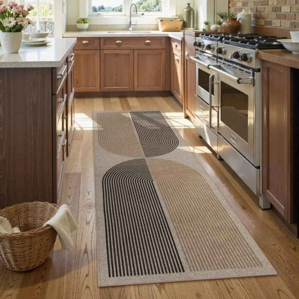 New 2x6 Modern Rainbow Jute Rug, Washable Non-Slip Runner for Kitchen & Hallway
